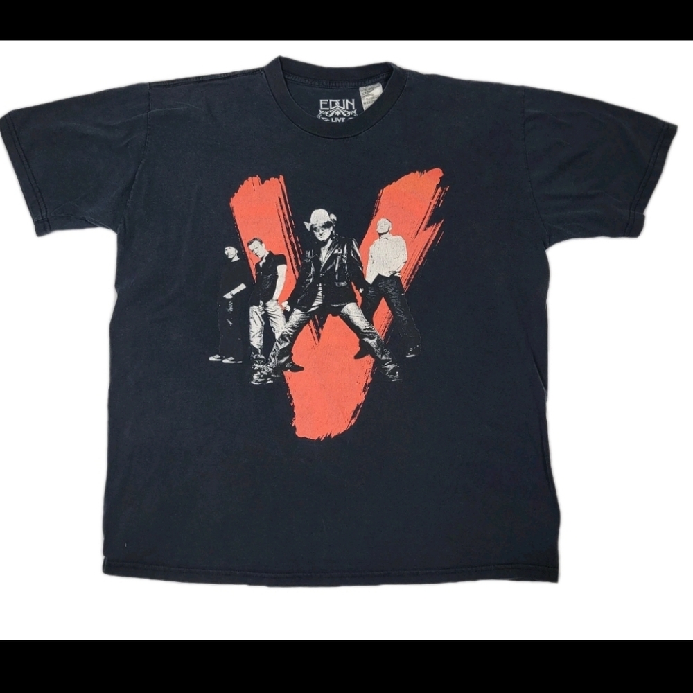 U2 Unisex Vertigo Tour 2005 V Graphic Print T-Shirt Black Size XXL Vintage Rock